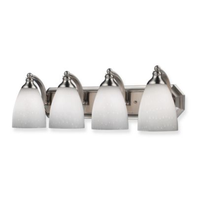 Buy ELK Lighting 4-Light Vanity Strip with Hand-Blown White Glass Shades in Satin Nickel from ...